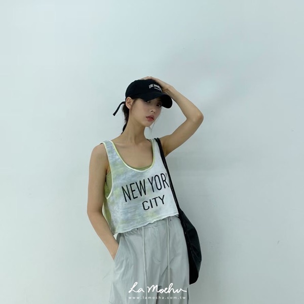 字母渲染短版背心